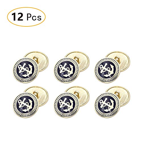 Tong Yue Metall gold Anchor-Nähen Schaft Tasten Kleidung Suit Coat Decor 12u00a0Stück, holz, 15 mm