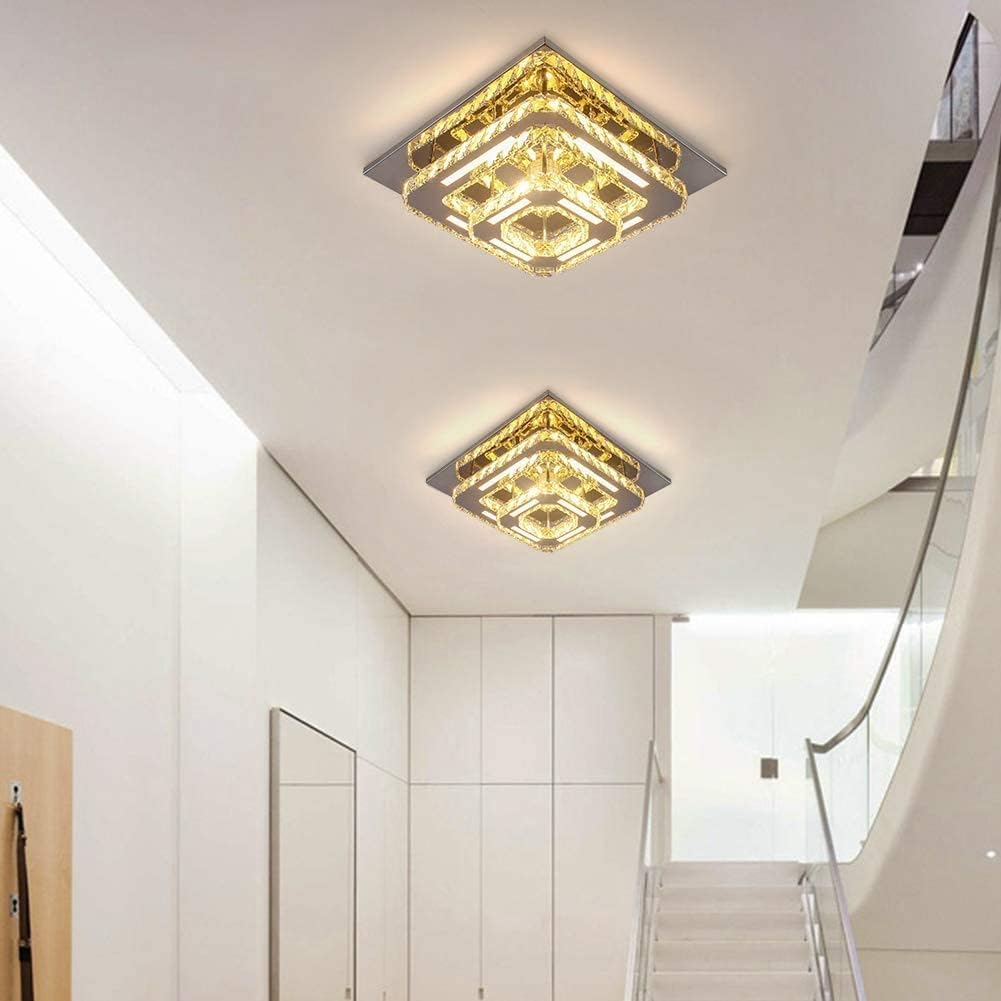 Lampa sufitowa LED, kryształowy żyrandol, 29 W, 2500 K, 4500 K, 6500 K, 2320 lm, nadaje się do sypialni, korytarzy i obszarów wejściowych, cokół sufitowy 30 cm (3 kolory światła, wersja