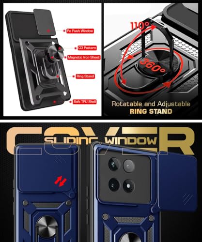 Image of Luxe Back Cover Compatible for iQOO 15 5G | D10 Tough Armor Case | Sliding Camera Shield | 360 Protection | Kickstand Ring Holder | Military-Grade Bumper Case - Blue