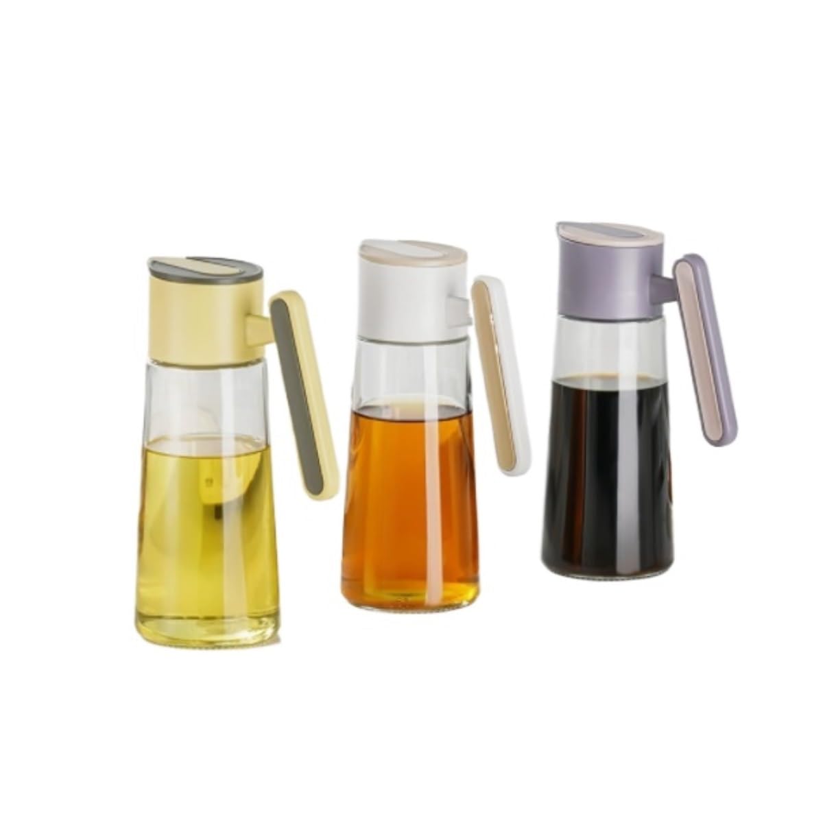 CVdrtyED Leak Proof Oil And Vinegar Dispenser Set 3 Piece Set Household Kitchen Oil Pot Seasoning Bottle Glass Soy Sauce Vinegar For Liquid Seasonings
