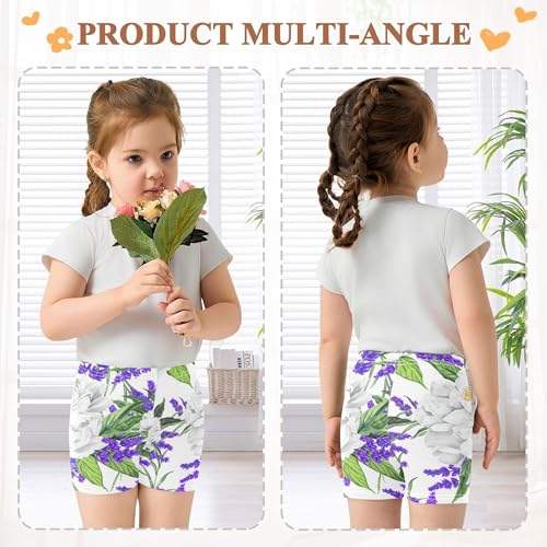 Joisal Shorts Under Dress Cartoon Cotton Girls' Biker Shorts Toddler 4t Kids Clothes Purple Lavender Flowers4
