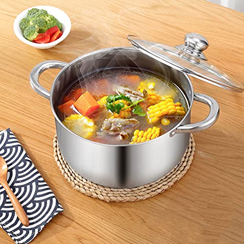 Luxshiny Stainless Steel Soup Pot 8.66In 2L with Glass Lid Multi-Functional Stockpot for Induction and Various Stoves Corrosion Resistant High Temperature Cooking - Image 4