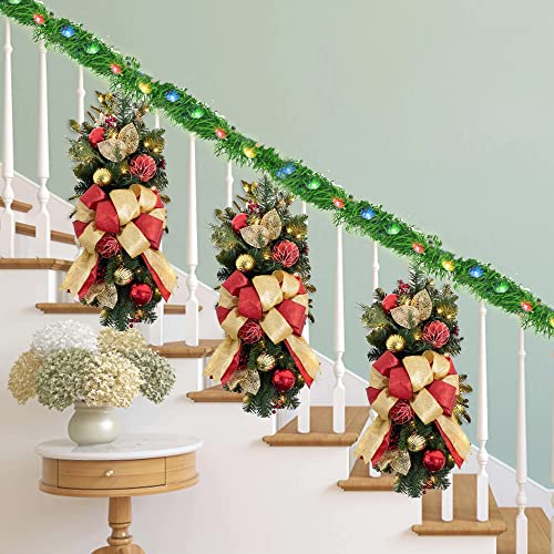 Nerosun CHRISTMAS GARLAND 50 Pre-Lit Led Mini String Lights Battery Operated Xmas Garland For Home Stair Railing Indoor Wedding Party Christmas Ornament Decorations thumb #6