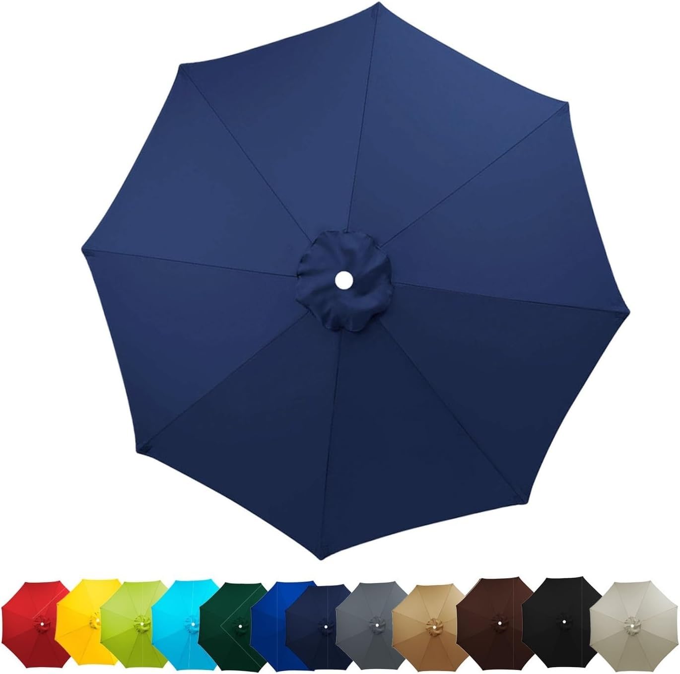 2m/2,7m/3/3.5m Tela De Repuesto para Sombrilla De Patio, 6 Varillas/8 Varillas Reemplazo Toldo de Repuesto para Sombrilla De Jardín Villa Patio, Recambio Cubierta Lona de la Sombrilla(Navy,3.5M/8 arms