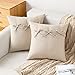 MIULEE Funda Cojines para Sofa Fundas de Almohadas de Lino Cuerda Atada Color Sólido Decoración para Cama Sofá Sillon Silla Habitacion Oficina Salón Dormitorio 2 Piezas 45x45 cm Beige