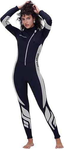 Seaskin Traje de neopreno Flame-I de 0.118in de neopreno para hombre y mujer, traje de buceo con cremallera frontal para buceo, esnórquel, surfear,