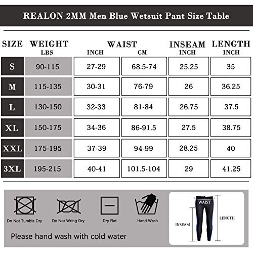 Realon Mens Wetsuit Pants Neoprene,2Mm Scuba Swim Wet Suit Long Top Pant Keep Warm In Cold Water For Diving Surfing Kayaking Canoeing #TOP3
