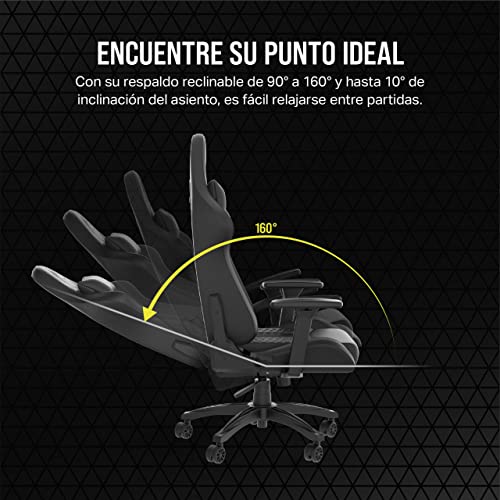 Image of Corsair TC100 Relaxed Gaming Chair - Leatherette - Racing-Inspired Design - Lumbar Pillow - Detachable Memory Foam Neck Pillow - Adjustable Seat Height - Adjustable Armrests - Black