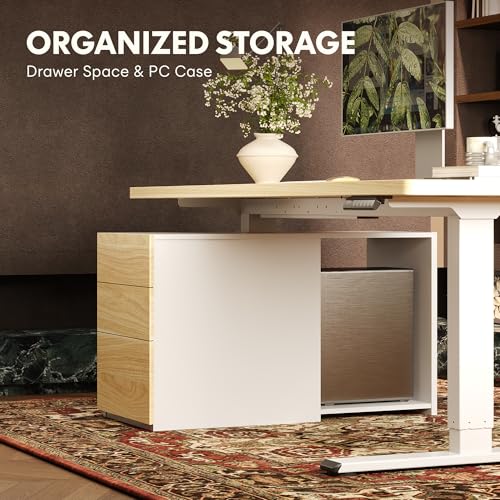 Image of FLEXISPOT EN2 55 inchx28 inch Standing Desk Bundle with Storage Cabinet