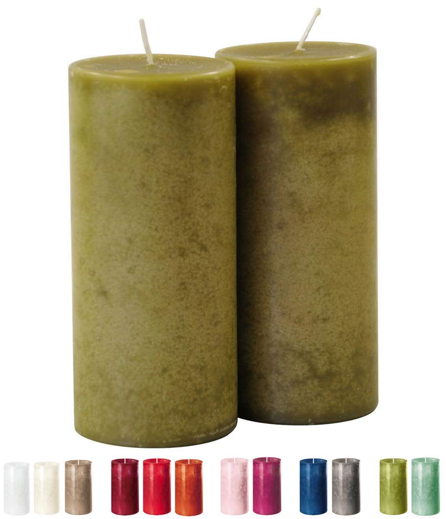 Candele per l'Avvento/Candele a Colonna/Candele (Safe Candle) – Grande Scelta – Corona dell'Avvento/Ghirlanda di Natale/Candele di Natale, Olive, XL & Breit: Höhe 18cm / Ø 8cm - 2 Stück