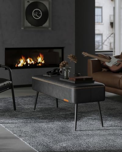Image of VASAGLE Bench for Entryway, PU Leather, Steel Legs, Loads 660 lb