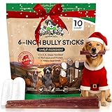 Standard 6” Bully Sticks for Dogs - 10 Count - 100% Natural, Odor Free, High Protein, Grass-Fed Beef Pizzle Sticks for Dogs-Fully Digestible, Rawhide Puppy Bully Sticks for Small, Medium & Large Dog