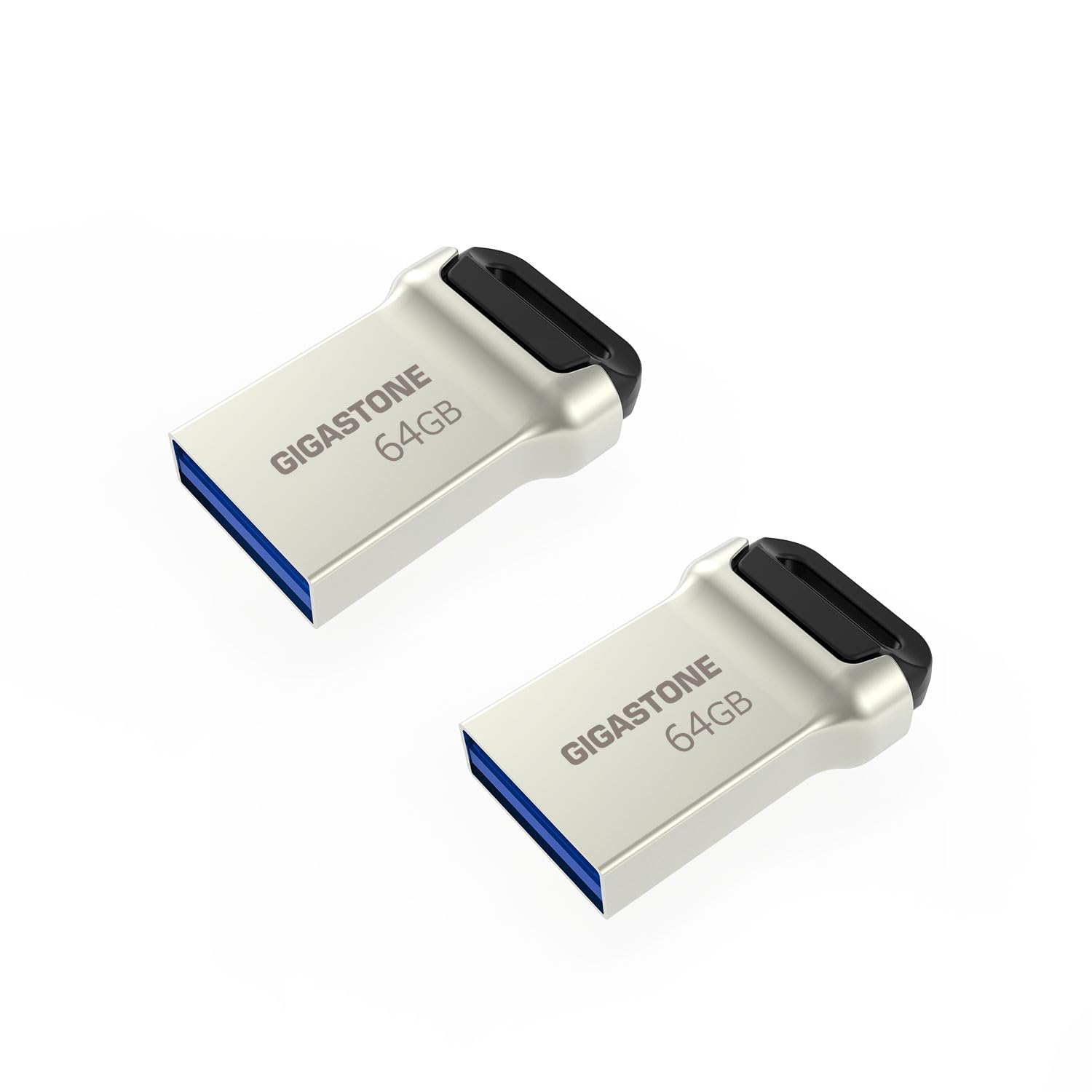 Gigastone Z90 [2-Pack] 64GB USB 3.1 Flash Drive, Mini Fit Metal Waterproof Compact Pen Drive, Reliable Performance Thumb Drive, USB 2.0 / USB 3.0 Interface Compatible