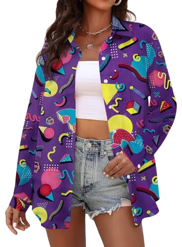 Image of ASTANFY Hawaiian Shirt Women Hawaii T-Shirt Tropical Floral Printed V Neck Shirts Soft Cool Summer Beach Button Up Blouse