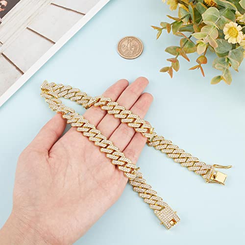 GORGECRAFT Hundekette Diamant Kubanisches Halsband Gehen Metallkette Halsband Kristall Strass Tennis Halskette Legierung Gliederkette Halskette Schnappverschluss Für Kleine Mittelgroße Hunde Katzen
