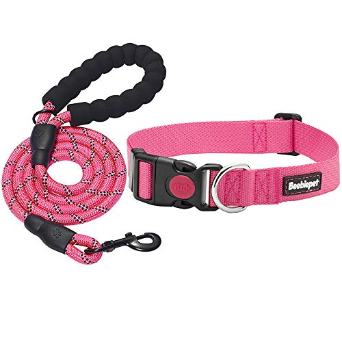 beebiepet 2 Packs Classic Dog Collar with Quick Release Buckle Adjustable Dog Collars for Small Medium Large Dogs (Collar+Leash XS Neck 7.5