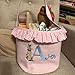 Personalized,Monogram Easter Tote,Embroidered Easter Basket,Seersucker Easter Basket with Name, New Baby Gift Holiday Gifts (Pink)