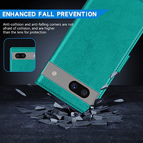 Image of ZZXX for Google Pixel 7a Wallet Case Magnetic Closure 6.1 inch,Lake Blue