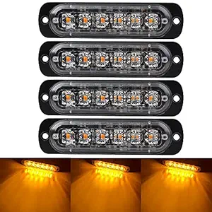 A K Homes-4 PCS Emergency Warning Lights for Vehicles Trucks Emergency Beacon Warning Hazard Flash Strobe Light 6 LED Surface Mount Waterproof