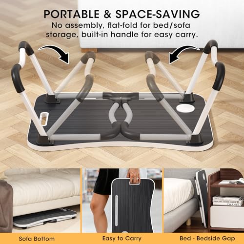 Image of Folding Lap Desk, 23.6 Inch Wood Laptop Bed Desk with Cup Holder, Portable Bed Table for Working Writing Reading & Eating for Bed, Sofa, Couch, Floor - Black