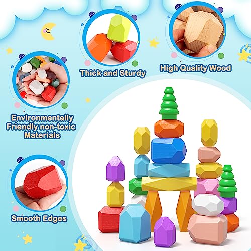 40PCS-Wooden-Stacking-Rocks-Toys-Montessori-Toys-for-1-2-3-year-old-Stacking-toys-for-Toddlers-Sensory-STEM-Preschool-Learning-Building-Blocks-Toys-for-Kids-age-3-5-Kids-Games-Gifts-for-Boys-Girls