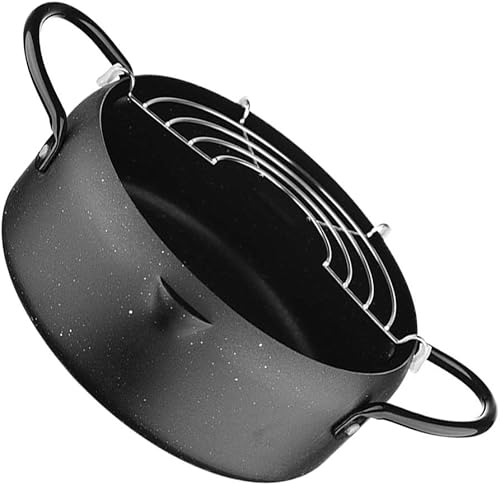 Hemoton Freidora portátil Tempura sartén estilo japonés sartén sartén sartén tempura freidora con escurridor de aceite para pollo camarones papas