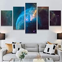 SIGNWIN 5 Panel Canvas Wall Art Aerial Astronomy & Space Dramatic Global Green Photography Realism Stars Ultra for Home Decorations Ready to Hang - 60