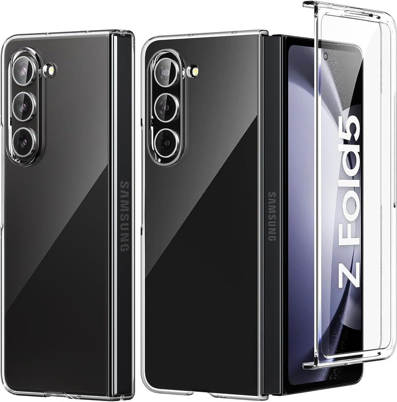 Image of Case Creation New Samsung Z Fold5 Premium Imported 0.3mm Crystal Clear Totu Silicone Transparent Flexible Soft Corner Protection with TPU Slim Back Case Color Cover for Z Fold5