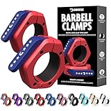 DMoose Fitness バーベルクリップ 2インチ (ペア) - クイックリリースオリンピックバーベルクランプ 滑り止めTPR裏地付き - 安全なウェイトリフティング&パワーリフティングのためのバーベルカラー(アメリカン - 非磁気)
