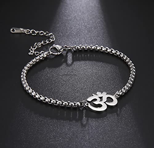Pulsera Om para Mujer Cadena Ajustable Acero Inoxidable miniatura 2