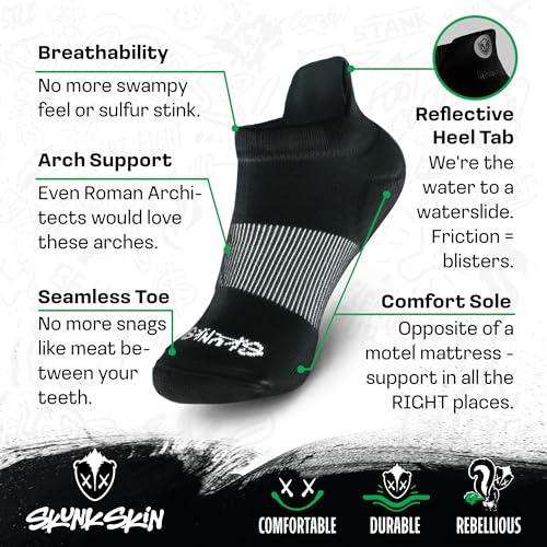 Anti-Odor Ankle Tab Socks – Moisture Wicking Ankle Socks for Women and Men – Daily Wear & Training - Black/White3