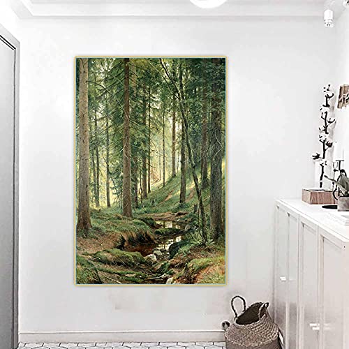 Amazon.co.jp: IvanShishkin《森の中の小川》キャンバス絵画インテリア
