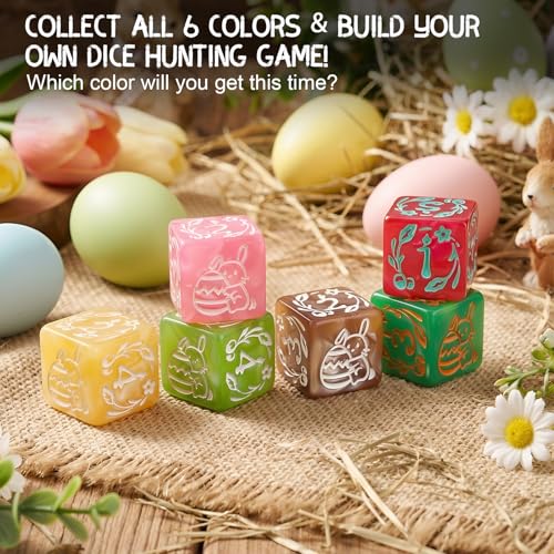 Image of PJOY Mystery DND Dice Set Bunny Pattern Polyhedral D&D Dice for Dungeons and Dragons Role Playing Games TTRPG DND Gifts