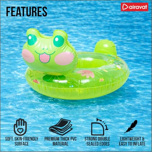 Image of Airavat Floats for Pool, Inflatable Pool Floats Swimming Ring, Swimming Float for Junior, Inflatable Floater, Water Float for Kids Swimming Pool Beach Summer Water Float Party Outdoor (Green Frog)