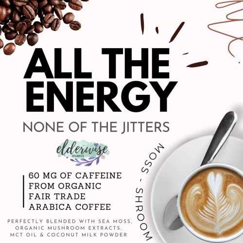 Elderwise Organics Coffee - Latte - Lion's Mane, Chaga, Reishi, Cordyceps, MCT Oil, Coconut Cream & Sea Moss - 12 Servings - Freeze Dried Instant Coffee - Chemical free - Fair Trade - Image 5