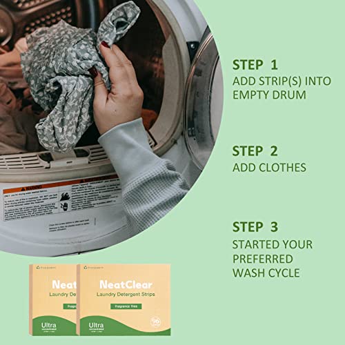 Eco Laundry Detergent Sheets - Travel Size Liquidless Soap Sheets - Fragrance Free (96 Loads) - Plastic Free Laundry Strips Eco Friendly NeatClear - Image 7