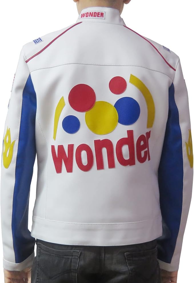 Boy's Ricky Bobby Wonder Halloween Motorcycle Faux Leather Jacket - Ricky Bobby Wonder Moto Biker Faux Jacket4