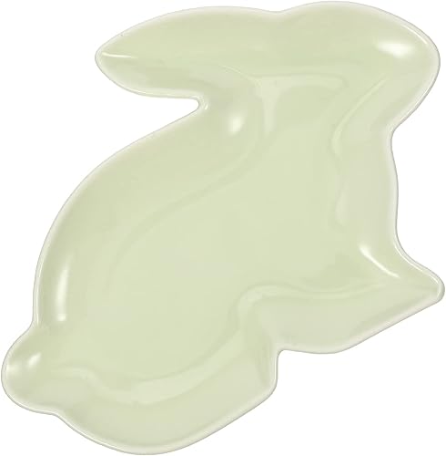 SEWACC Plato en forma de conejo de Pascua plato de cena de cerámica cuenco de caramelo plato de cocina bandeja de aperitivos decoración de fiesta de