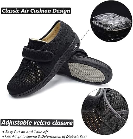 Women's Diabetic Shoes Width Wide Shoe for Elderly Women Adjustable Closure Breathable Lightweight Non Slip for Swollen Feet Edema Widening Walking Shoes