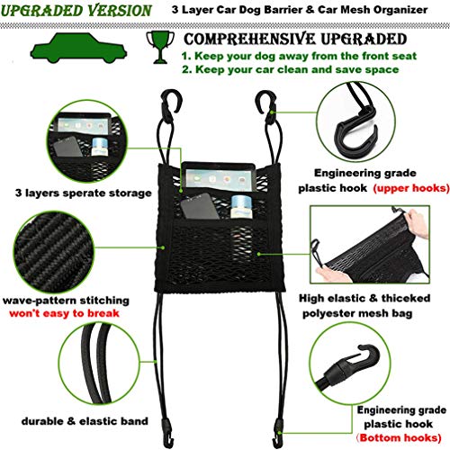 Dykeson Pet Barrier Dog Car Net Barrier With Auto Safety Mesh Organizer Baby Stretchable Storage Bag Universal For Cars, Suvs -Easy Install,Safer To Drive With Pets And Children, 3 Layer(M) #TOP4
