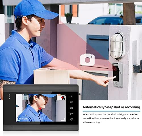 JeaTone Video Door Phone Doorbell 4-Wired 7 Inch AHD Wi-Fi Intercom System with 720P Camera Support Tuya APP Remote Motion Detection/Unlock/Record/Snapshot