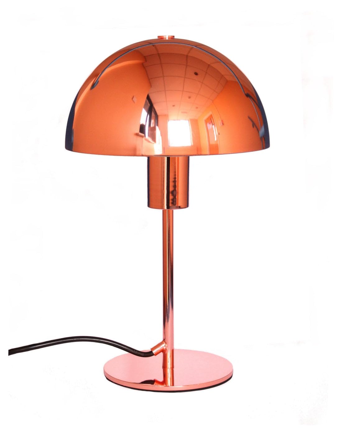 CINDERELLA Siena Copper Mushroom Shaped Table Lamp – Small Steel Dome Lamp with Shiny Copper Finish, 32cm Height x 20cm Diameter