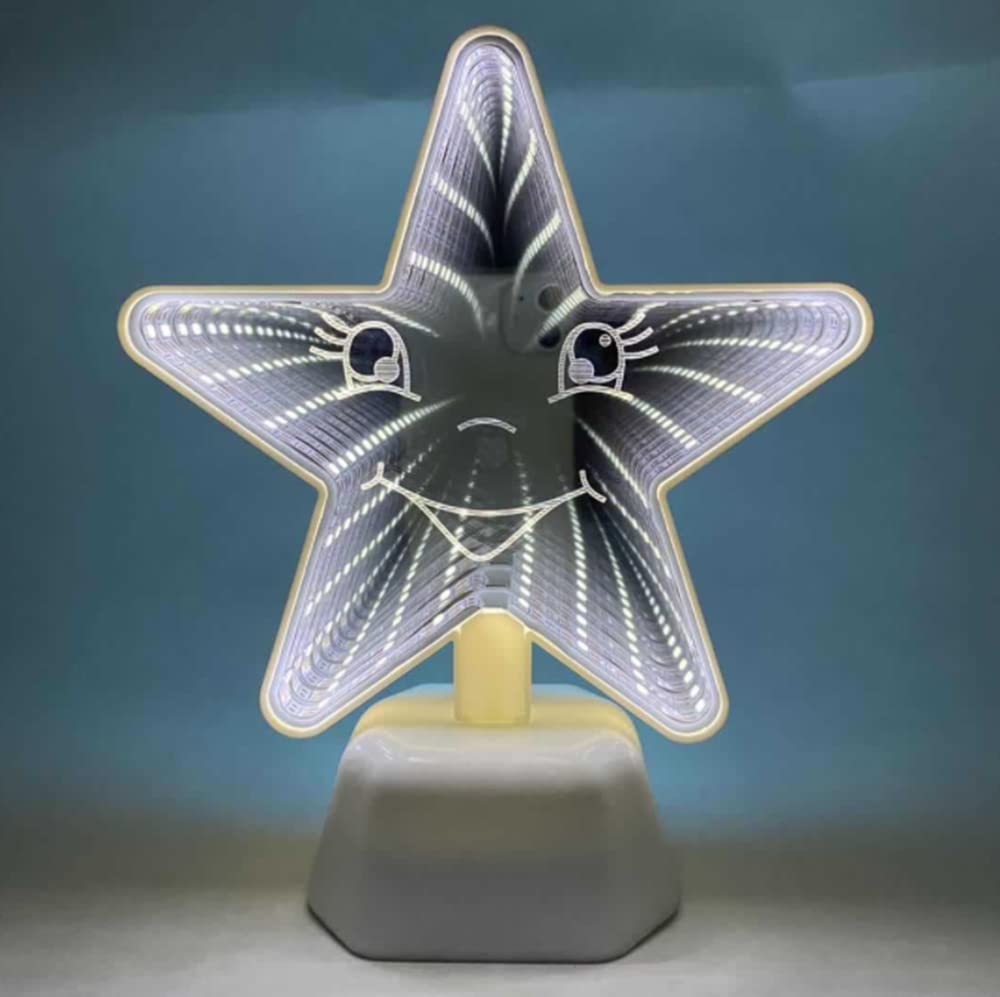HULA Mirror Tunnel Night Light, 3D Tunnel Lights Tunnel Night Light Tunnel Neon Night Lamp for Christmas Party (Star)