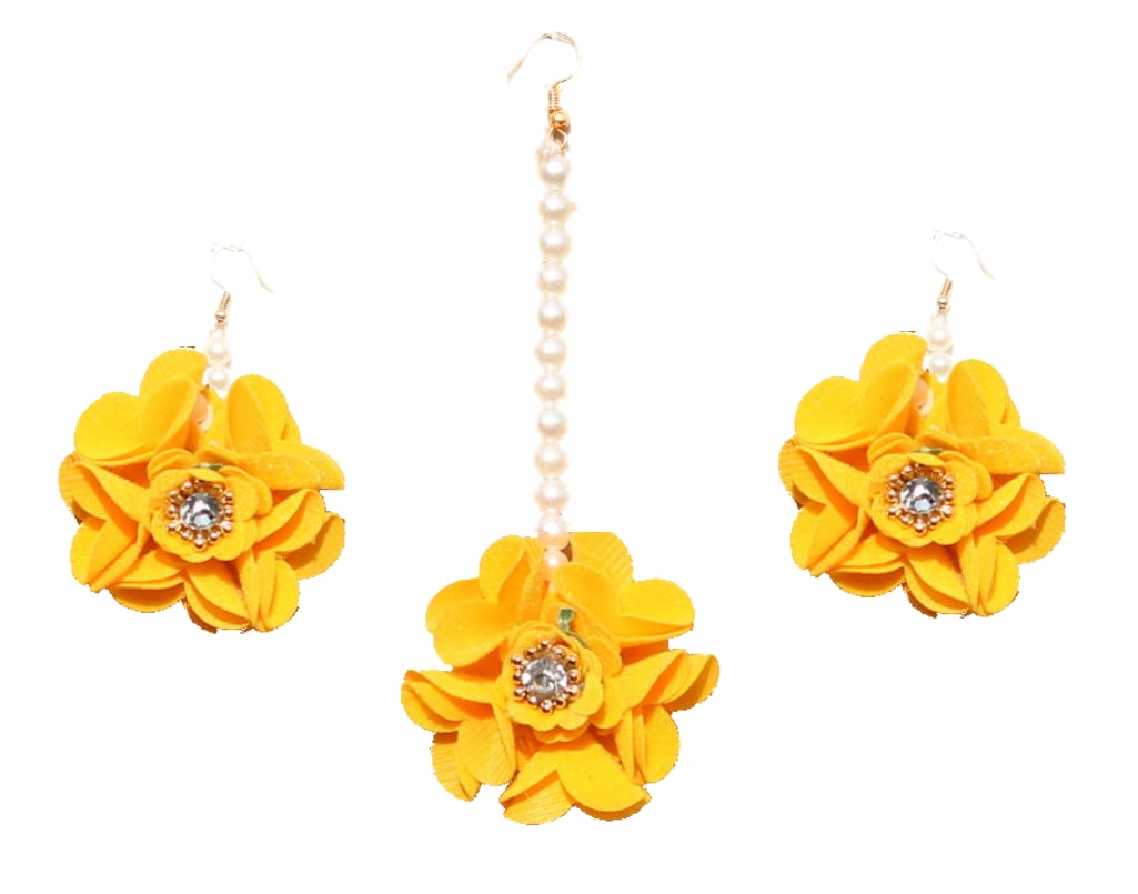 OneStoreIndia Handmade Artificial Floral Necklace Set with Maangtika and A Pair of Beautiful Earrings for Girls & Women Special Occasions.(Flower Jewellery - 8) (B09R242B39) Amazon Price History, Amazon Price Tracker