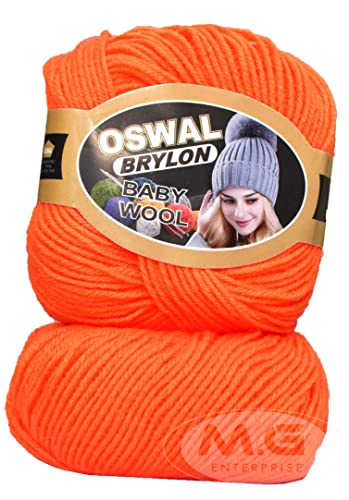 Image of OSWAL 100% Acrylic Wool Orange 8 GMS Wool 4 ply Wool Ball Hand Knitting Wool /Art Craft Soft Fingering Crochet Hook Yarn- Art-AECJ