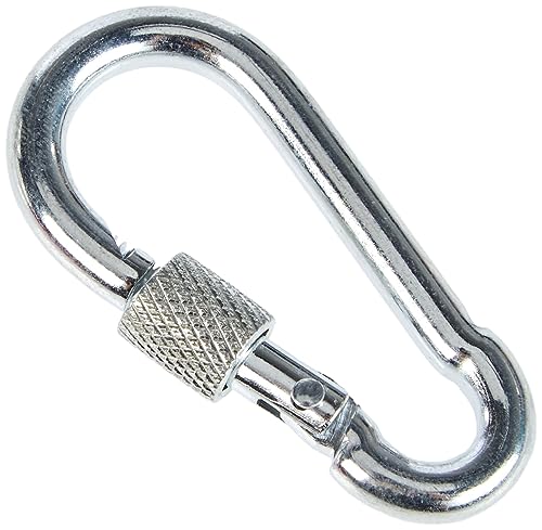 Amig - Moschettone Pompiere in Acciaio Ø6x60mm | Sicurezza con Chiusura a Vite | Resistente Corrosione | Multifunzione per Campeggio e Giardinaggio | Acciaio Galvanizzato | Acciaio Zincato