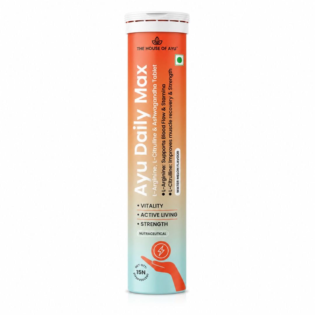 daily max effervescent tablet, l-arginine, l-citrulline and ashwagandha, watermelon flavour, 15 tablets