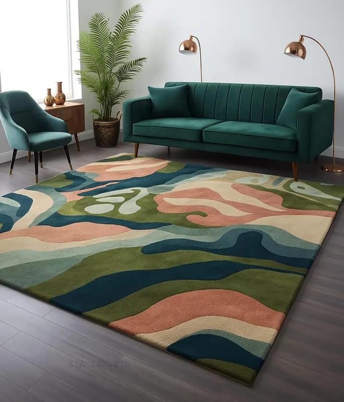 Image of zia carpets Hand Tufted Woollen Modern Collection Bedroom & Living Room Carpet Size 15 X 20 Feet