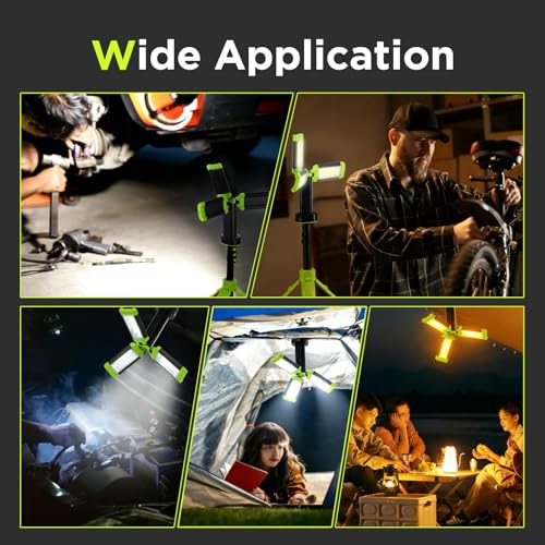 STEELITE Camping Emergency Light 2700 Lumens 12000mAh with Adjustable Tripod Stand, IP65 Waterproof Cordless Work Light, Magnetic Base, Telescopic, for Camping Outdoor Work Garage, Green by Steelite - Used condition - Image 8