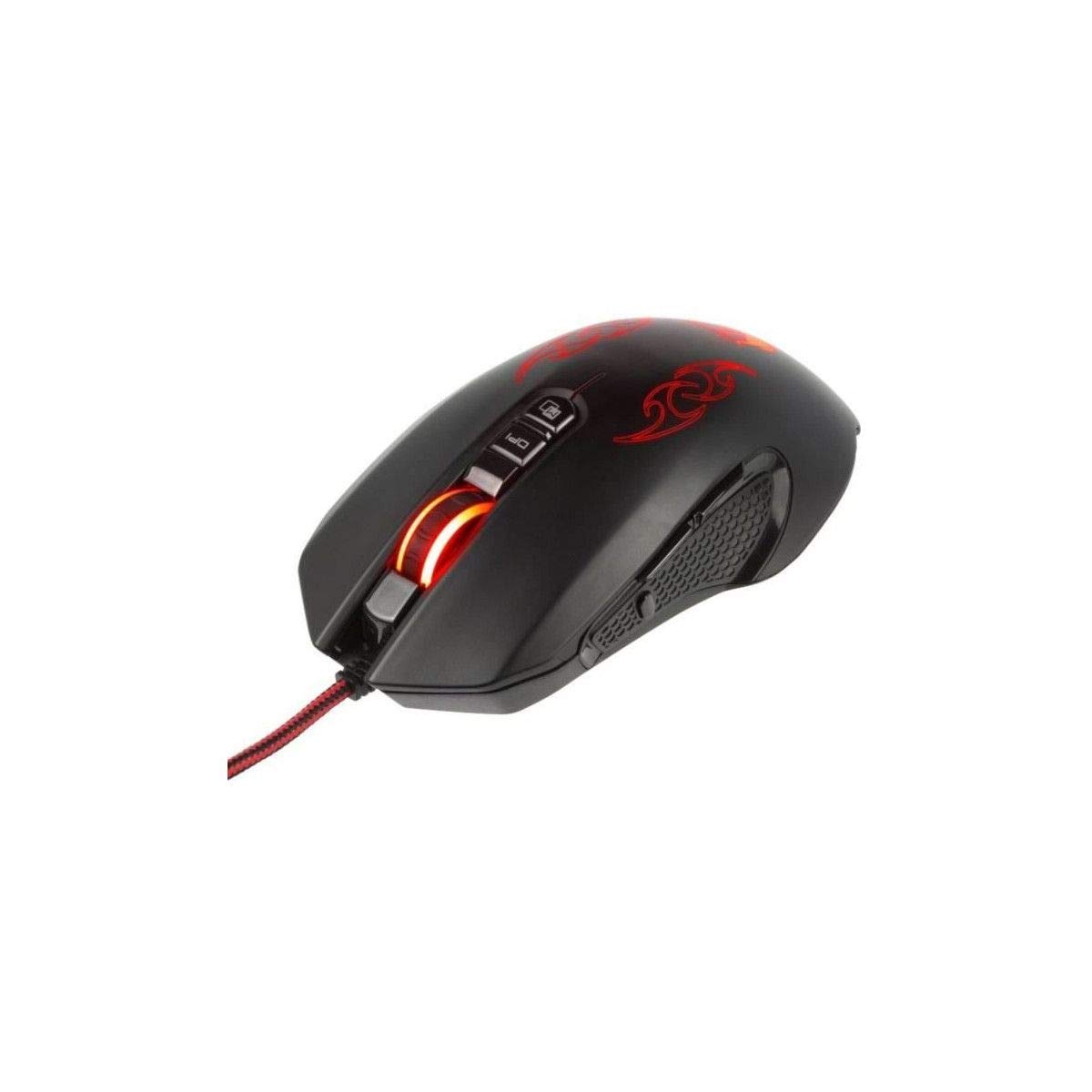Konix Ratón con Cable Drakkar Hœnir para PC Gaming, 8 Botones, frecuencia de 1000 Hz, resolución de 3200 dpi, retroiluminación de 4 Colores